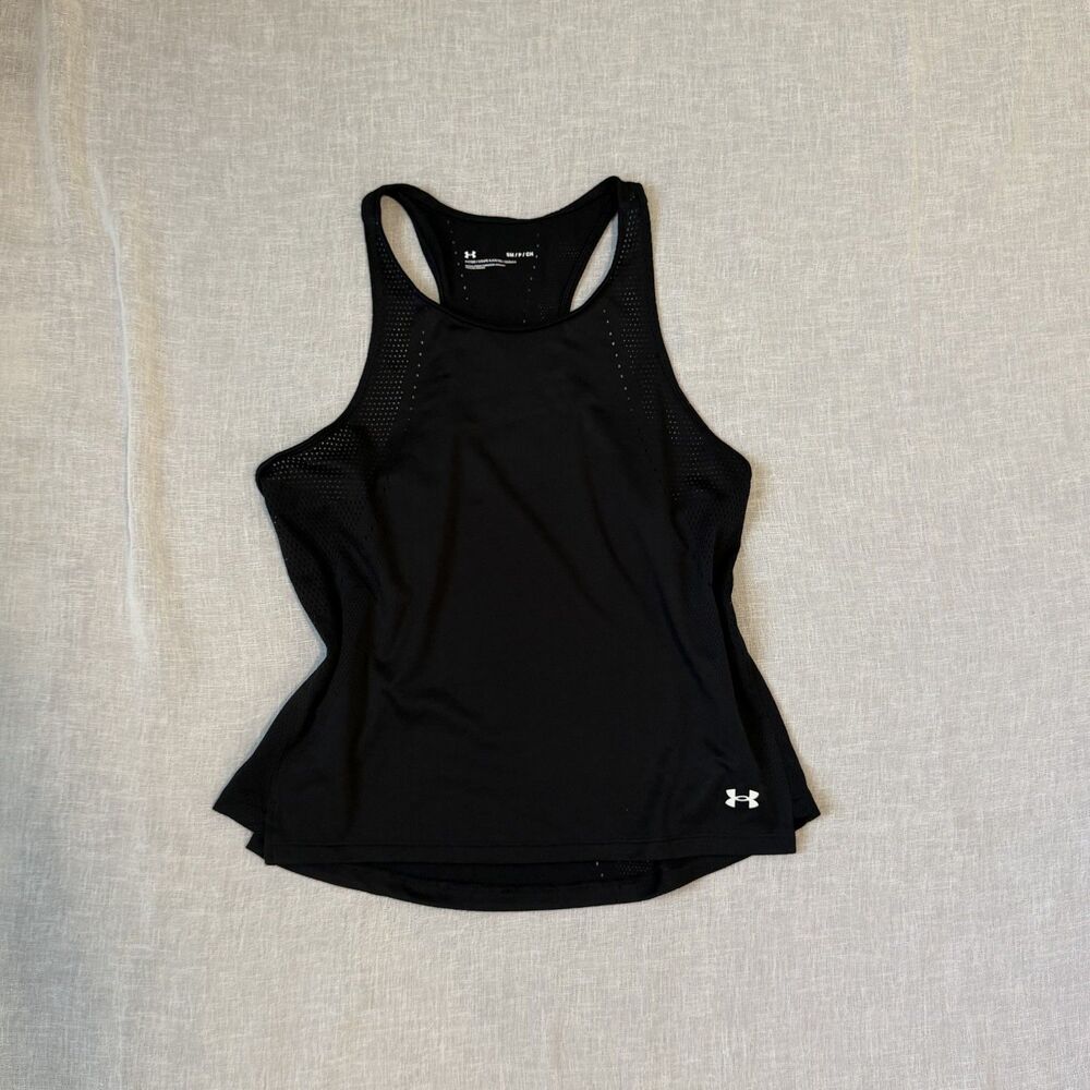 Black Racerback Workout Tank Top Under Armour HeatGear Mesh Small